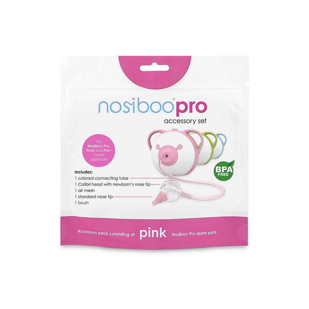 La confezione del set di accessori Nosiboo Pro rosa.