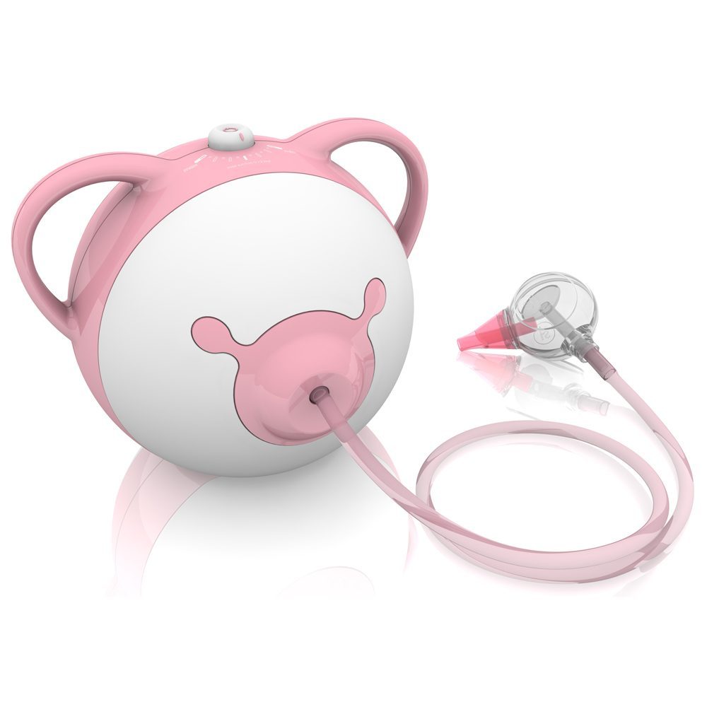 Pink Nosiboo Pro elektromos orrszívó a kicsi orok tisztításához, szívócsővel, Colibri fejjel